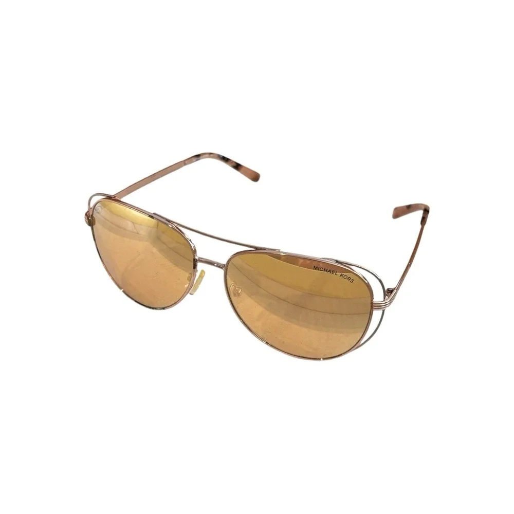 Michael Kors Sunglasses MK1024 Lai Aviator Rose Gold Mirrored Lens 58mm Case